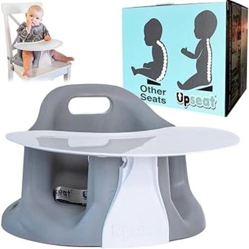 Upseat – The Original Ergonomic Baby Floor & Booster Seat with Tray, Developed with Physical Therapists for Upright Posture & Healthy Hip Development, 4–24 Months, Dishwasher-Safe Extra-Large Tray