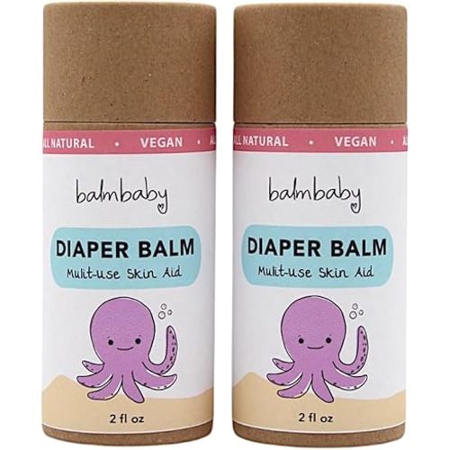 Balm Baby Diaper Balm Stick – Natural Diaper Rash Cream & Multipurpose Baby Skin Ointment with Organic Calendula - Vegan - Soothing, Healing, Moisturizing – Newborn Cradle Cap, Dry Skin (2-Pack)