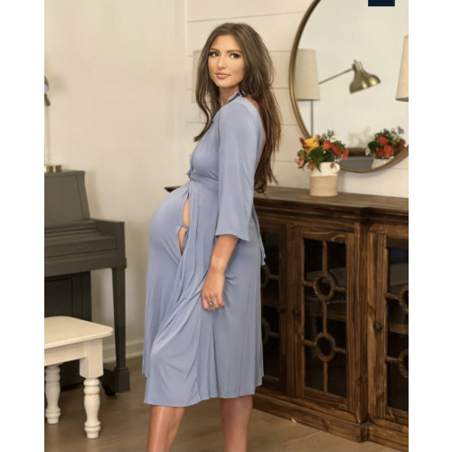 Lila Labor & Postpartum Gown in Periwinkle Blue