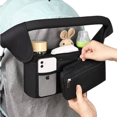 Accmor Universal Stroller Organizer with Insulated Cup Holder Detachable Phone Bag and Shoulder Strap,Stroller Bag Caddy Organizer Fits for Uppababy, Baby Jogger, Britax Strollers