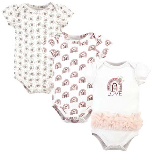 Hudson Baby Infant Girl Cotton Bodysuits, Love Rainbow Tutu, 3-6 Months