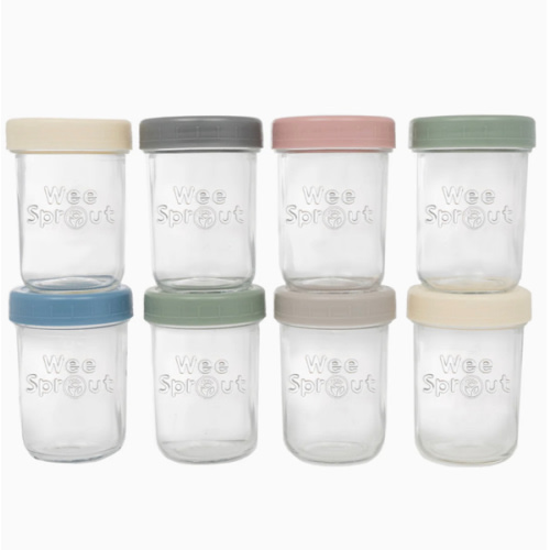 WeeSprout | Glass Baby Food Jars Airtight Containers with Lids | 4 oz