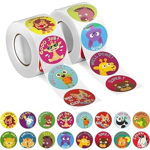 1000 PCS Incentive Animal Reward Stickers in 16 Designs - Teacher Supplies for Classroom & Potty Training
