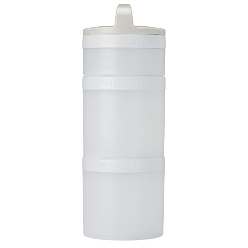 Whiskware Solid Snack Containers, 3 Stackable Snack Cups, Tan/White | Cupholder Friendly | Twist 'n' Lock Stackable Cups / 3 Snack Cups | Dishwasher Safe | On-The-Go | School | Road Trips