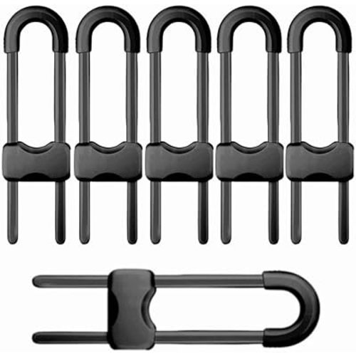 Sliding Cabinet Locks, 6 PCS U-Shaped Proofing Cabinets with Adjustable Child Lock, Baby Safety Locks for Cabinets Childproof Latch for Knob Handle on Kitchen Storage Door Cupboard Closet Dresser Black