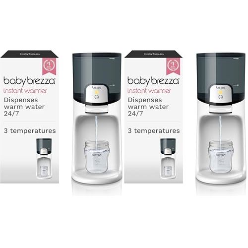 Baby Brezza Instant Baby Bottle Warmer - Fast Water Warmer Instantly Dispenses 24/7 in 3 Temperatures, White (Pack of 2)