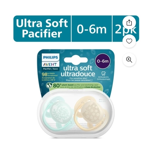 Philips Avent Ultra Chupete Suave 0-6M, Pájaro / Caracol, Paquete de 2, SCF091/41