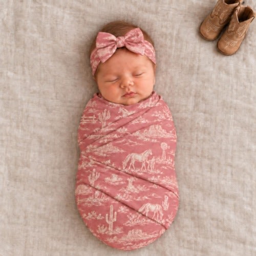 Personalized Western Baby Swaddle Blanket | Cowboy Newborn Receiving Blanket