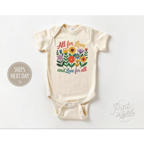 All For Love Baby Onesie® - LGBTQ+ Rainbow Bodysuit - Cute Pride Month Natural Onesie® - Love For All