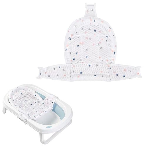 Colorlife Baby Bath Seat Support Net Infant Bathing Seat Support Mat, Adjustable Comfortable Non-Slip Three-Pointed Baby Shower Net Bathtub Sit Up Mesh for Newborn 0-6 Months-White(No Bathtub)