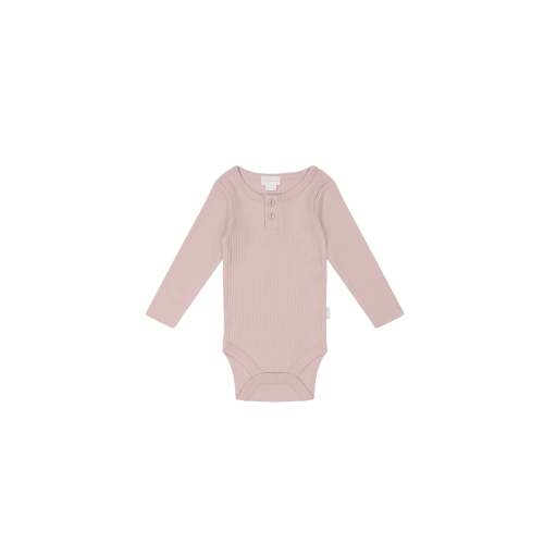 Organic Cotton Modal Long Sleeve Bodysuit  - Powder Pink
