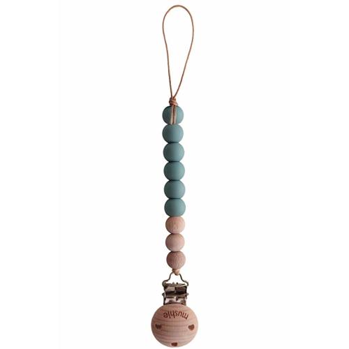 Mushie Pacifier Clip Holder | Handmade in The USA | Cleo (Cadet Blue)