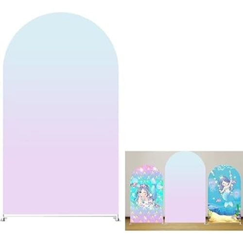 Mermaid Arch Stretchy Backdrop Gradient Color Undersea Arched Stand Covers for Girls Birthday Party Decoration GX-120-4x7ft