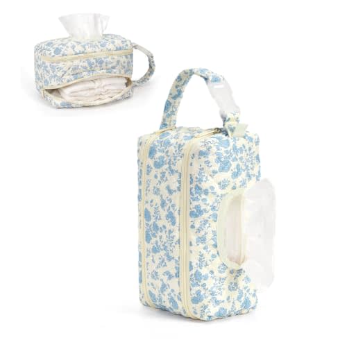 Double-Layer Wipe Holder Quilted Wipes Bag Small Hanging Diaper Bag Portable Wipe Pouch for Stroller, Home, Travel