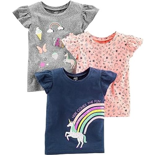 Simple Joys by Carter's Girls' Short-Sleeve Shirts and Tops, Pack of 3