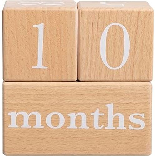 Pearhead Wooden Baby Age Milestone Blocks, Monthly Photo Prop for Newborn, Infant and Toddler, Pregnancy Countdown Calendar, Weeks Months Years Number Blocks for Baby Gift and Nursery Decor