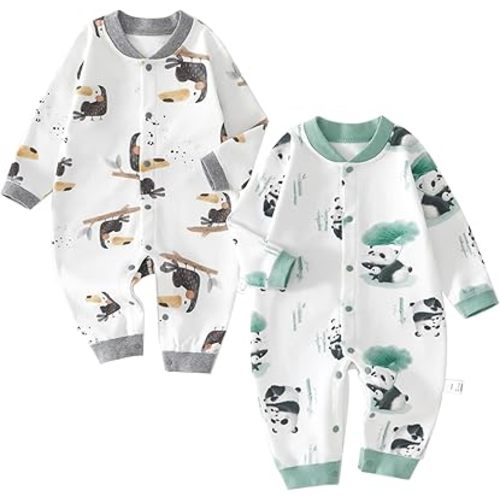 100% Organic Cotton Soft 3-24 Months Unisex Footless Newborn Baby Sleepers Pajamas Romper Boys Girls Long Sleeve