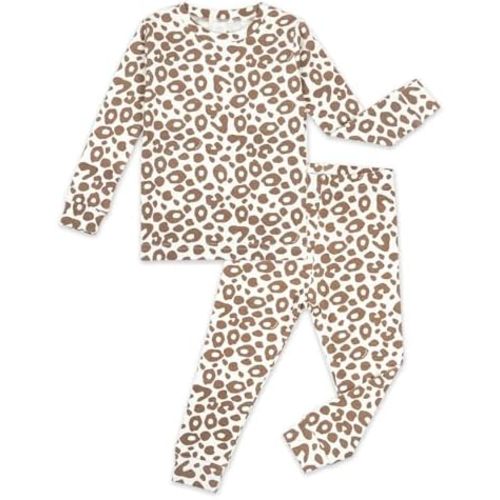 moimoln Baby Toddler Pajama Set Snug-Fit Cotton Modal Sleepwear, Leopard, Check & Solid Mix (6M-8Y, 1/2 Pack)