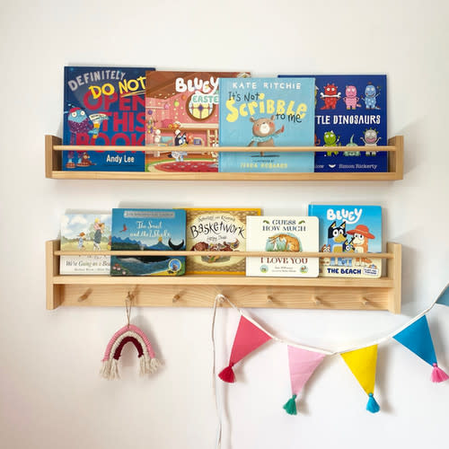 SET OF 2 SHELVES: Bookshelf with Hooks & Bookshelf
