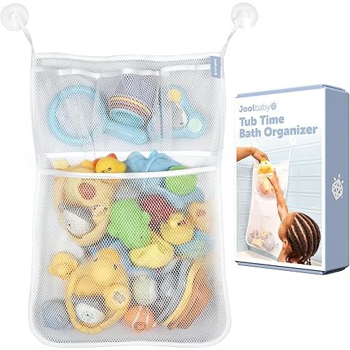 Jool Baby Bath Toy Storage Bag – Mesh Holder for Kids Bathtub Toys – Suctions to Wall, Machine Washable