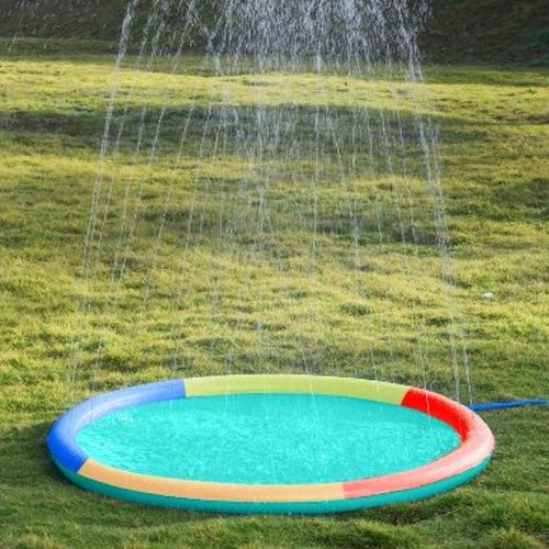 Joyfy 5ft Multicolor Splash Pad for Kids, Non-Slip Outdoor Water Sprinkler Mat, Summer Fun Backyard Fountain Pool Water Games Mat