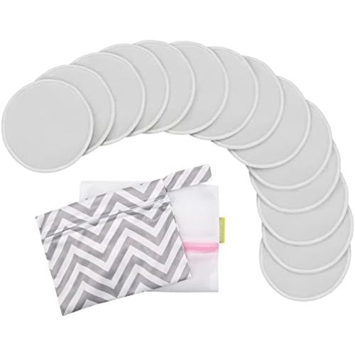 14-Pack Reusable Nursing Pads for Breastfeeding Covers (Cool Gray, L 4.8")