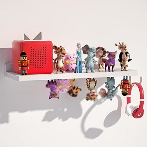 for Tonies Shelf Magnetic - 1 Tier Wooden Tonies Figure Organizer, White