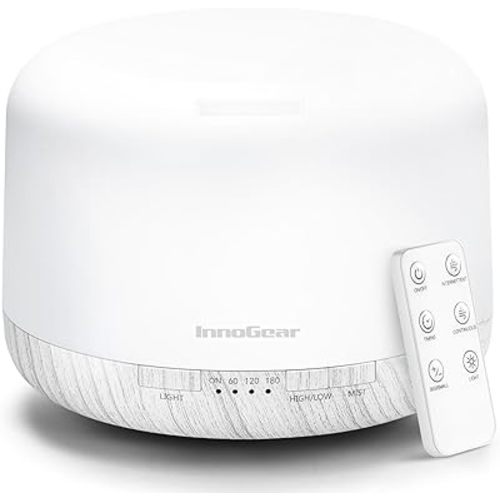 InnoGear 500ml Essential Oil Diffuser for Home Cool Mist Humidifier B White