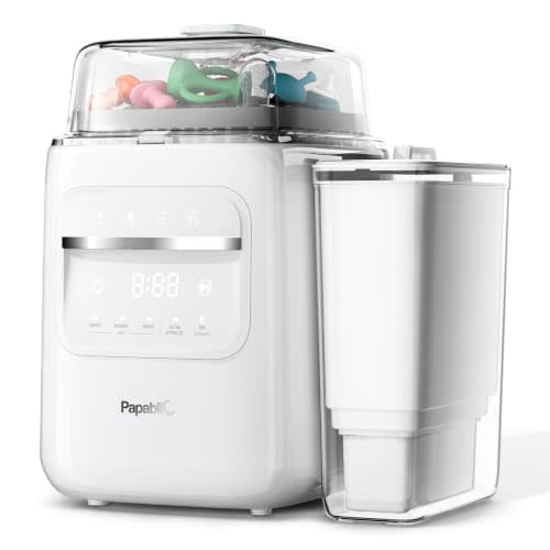 Papablic SafeguardPlus Bottle Washer, Sterilizer &Dryer, Water Purification | 8 Bottles Capacity, 12-Min Fast Wash, 360° Deep Clean, Baby Bottle Washer for Bottles, Pump Parts, Baby Essentials