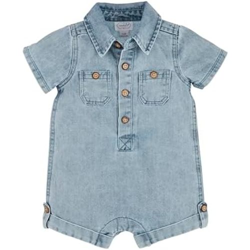 Mud Pie baby-boys Mud Pie Children's Light Wash Denim Shortall