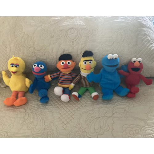 Sesame Street Plush Toy Lot 6 Big Bird Grover Bert Cookie Elmo Small 1998