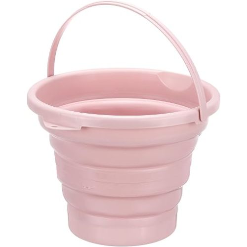 PATIKIL Collapsible Bucket 10L/2.6Gallon, Small Foldable Bucket Portable Plastic Round Tub for House Cleaning Car Washing Camping Fishing, Light Pink