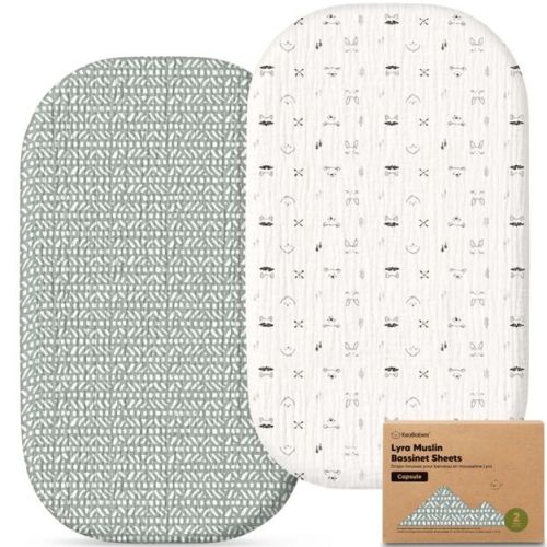 KeaBabies Baby Bassinet Sheets Girls, Boys, 2-Pack Lyra Muslin Bassinet Fitted Sheets for Maxi-Cosi Bedside Sleeper, 33x20 Oval, Capsule