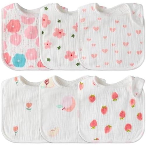 Zainpe 6Pcs Snap Muslin Cotton Baby Bibs