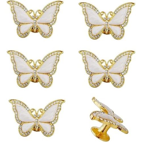 6Pcs Gold Butterfly Knobs, Butterfly Drawer Handles, Vivicap Elegant Butterfly Pulls, Single Hole Pull, Furniture Hardware Handle for Cabinet Cupboard Dresser Bathroom Wardrobe (Gold Butterfly)