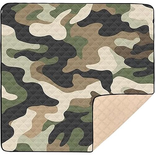 Green Camouflage Baby Play Mats for Floor 50x50 inch Waterproof Anti-Slip Playpen Mat Soft Nursery Area for Infant Kids and Toddler Crawling