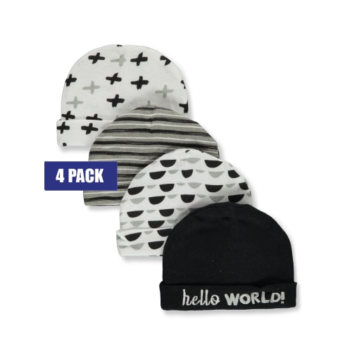 Cribmates Baby Boys' 4-Pack Hello Caps
