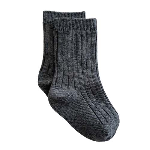 Basic Ribbed Socks, Charcoal