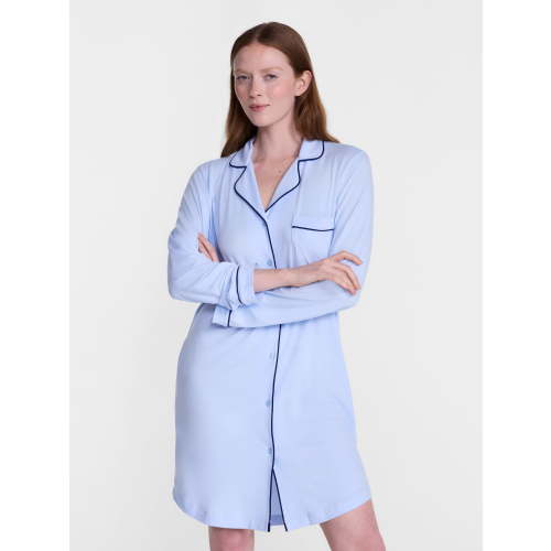 Joyspun Women's Dreamy Soft Collection Notch Collar Sleepshirt with Long Sleeves, Sizes XS-3X