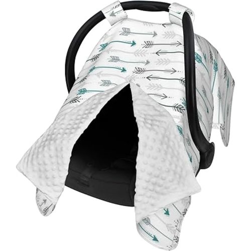 Retro Arrow Grey Teal Baby Car Seat Cover & Breastfeeding Nursing Cover - Breathable Stretch Fabric Multi-Use Nursing Cover for Breastfeeding