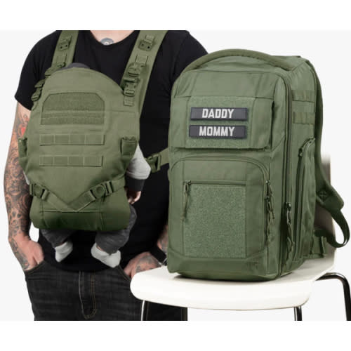 Everyday Diaper Backpack + Baby Carrier Bundle by Tactical Baby Gear, Ranger Green