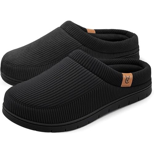 VeraCosy Men's Memory Foam Slippers Comfy Durable Moccasin House Shoes