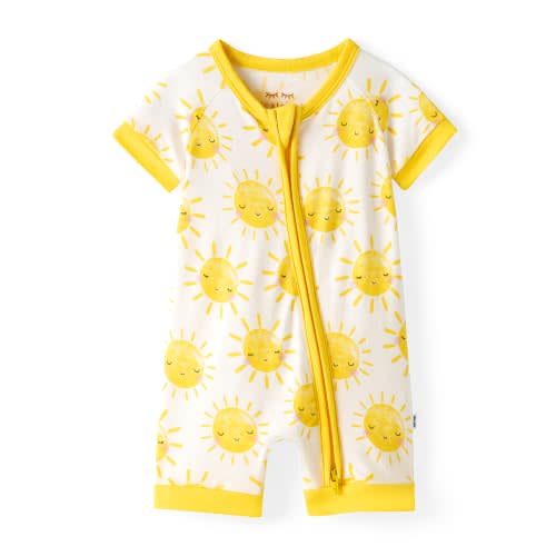 Little Sleepies Shorty Pajamas, Viscose from Bamboo Short Sleeve Romper PJs | Two-way zipper, baby sleeper PJs, eczema-friendly, kids family matching toddler pajamas, hypoallergenic, tagless, 0-3M to 3T