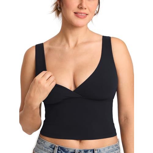 MOMANDA Crossover Nursing Bras for Breastfeeding Sleeveless Maternity Workout Nursing Crop Tank Tops