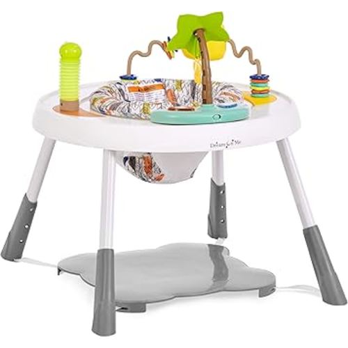 Dream On Me Curio Sit N Seek Baby Activity Center in Mint, 2 in 1 Activity Center and Play Table with 3 Detachable Toys and Music, 3 Level Height Adjustable Positions