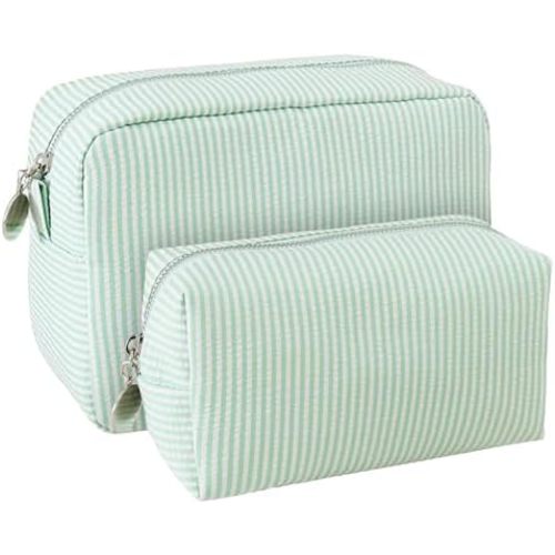 2pcs Makeup Bag Travel Toiletry Bag for Women Lightweight Make Up Bag Purse Organizer Pouches Large Cosmetic Bag Small Makeup Pouch Medicine Bag Travel Essentials for Women Green