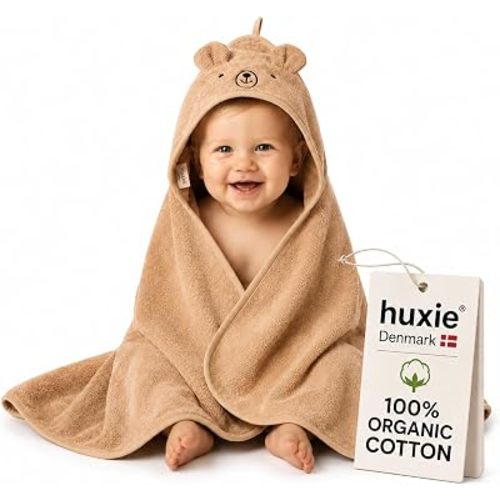 Hooded Baby Bath Towel, 100% Organic Cotton, Super-Soft 32"x32"