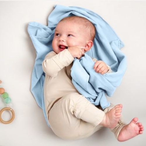 6 Pack Soft & Cozy 100% Cotton Flannel Receiving Blanket by Bare Home, Light Blue