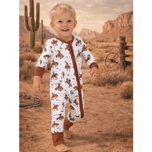2-Way Zip Romper, Buckaroo Western