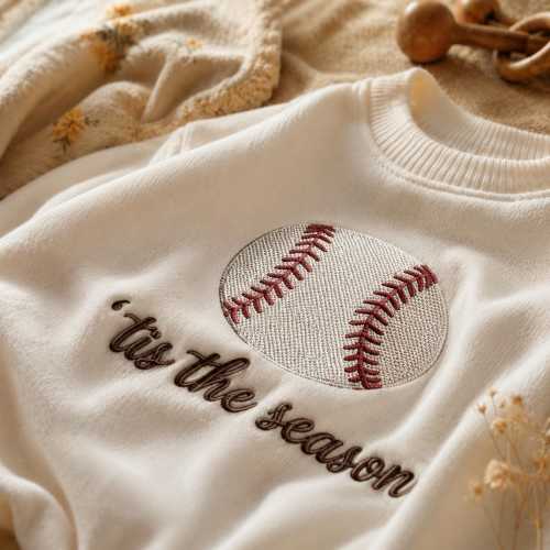 Tis The Season Baseball Embroidered Baby Romper | Sports Baby Bodysuit, Teal Blue Infant Outfit, Personalized Custom Handmade Gift